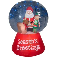 Santa with Reindeer & Elf Globe