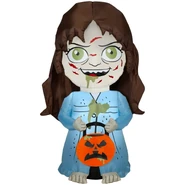 Stylized Possessed Regan holding Jack O' Lantern Bucket