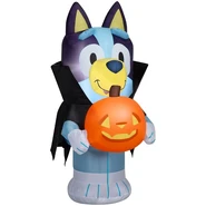 Bluey in Vampire Costume with Pumpkin