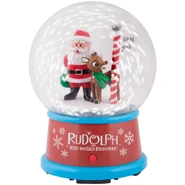 Snowglobe-Rudolph & Santa with North Pole sign