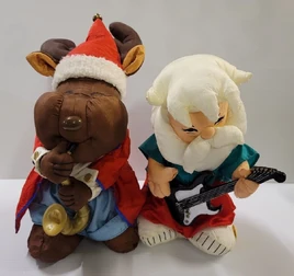 SAMPLE Gemmy Interactive SANTA with Guitar and MOOSE with Sax PROTOTYPE Works!