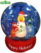 Elmo, Big Bird, & Cookie Monster Christmas scene snowglobe