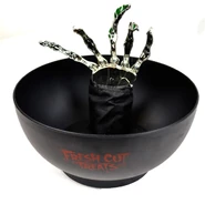 Hand Candy Bowl-Silver Skeleton Hand In Candy Bowl With “FRESH CUT TREATS” Text