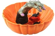 Hand Candy Bowl-Witch Hand in Orange Pumpkin-like Candy Bowl