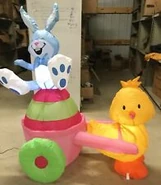 Chick Pulling Bunny Egg Cart