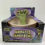Hand Candy Bowl-Witch Hand In White Candy Bowl With “Trick Or Treat” Text And Witch Related Pictures (Sealed)