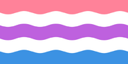 Alternative genderfluid flag by Fandom user Fruitindividual on unknown Wiki (previous version of this page reported it as LGBTA wiki).[34]