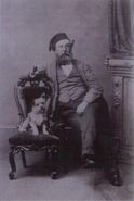 John William Ewing with the family dog "Prinnie".