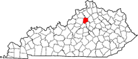 Map of Kentucky highlighting Franklin County