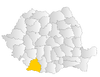 Map of Romania highlighting Dolj County
