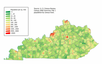 Kentucky population map