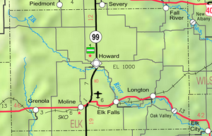 Map of Elk Co, Ks, USA