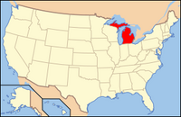 Map of the U.S. highlighting Michigan