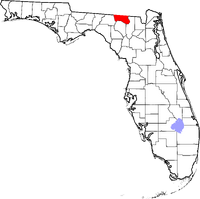 Map of Florida highlighting Hamilton County