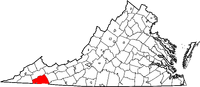 Map of Virginia highlighting Washington County