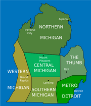  Central Michigan can include just the "Central Michigan" region on this map or also "Southern Michigan"