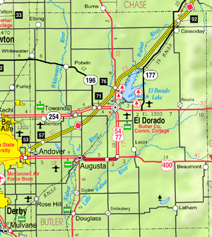 Map of Butler Co, Ks, USA