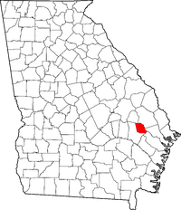 Map of Georgia highlighting Evans County