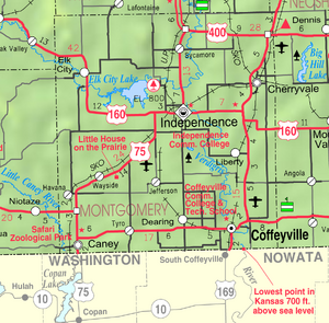 Map of Montgomery Co, Ks, USA