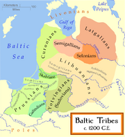 Distribution of the Baltic tribes, circa 1200  (boundaries are approximate).