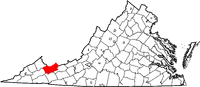 Map of Virginia highlighting Tazewell County