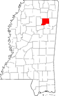 Map of Mississippi highlighting Chickasaw County