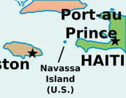 Navassa Island is south of Cuba, east of Jamaica, and west of Haiti