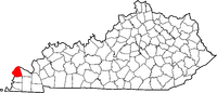 Map of Kentucky highlighting Ballard County