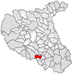 Location of Bordești in Vrancea County