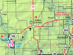 Map of Woodson Co, Ks, USA
