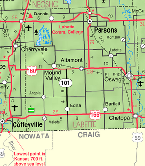 Map of Labette Co, Ks, USA