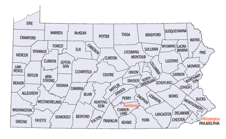 Map Of Pennsylvania Counties List Of Pennsylvania County Seats | Familypedia | Fandom