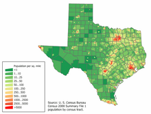 Texas population map