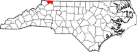 Map of North Carolina highlighting Alleghany County