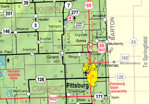 Map of Crawford Co, Ks, USA