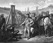 Bolesław I of Poland sticks frontier poles in Elbe and Saale