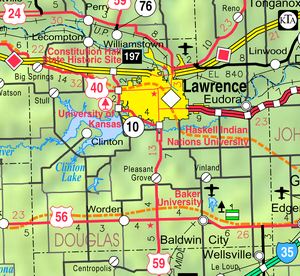 Map of Douglas Co, Ks, USA