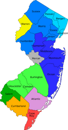 New Jersey Counties by metro area labeled