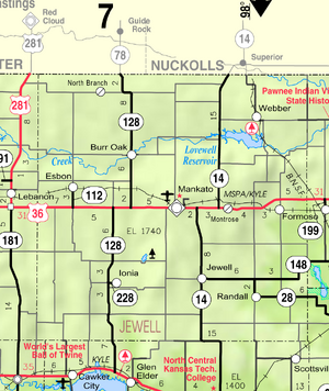 Map of Jewell Co, Ks, USA