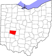 Map of Ohio highlighting Clark County