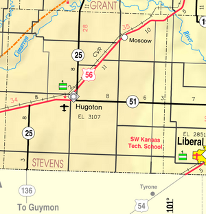 Map of Stevens Co, Ks, USA