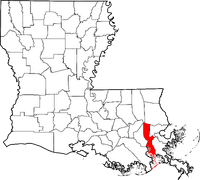 Map of Louisiana highlighting Jefferson Parish