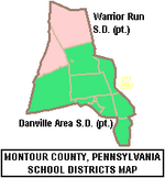 Map of Montour County Pennsylvania School Districts