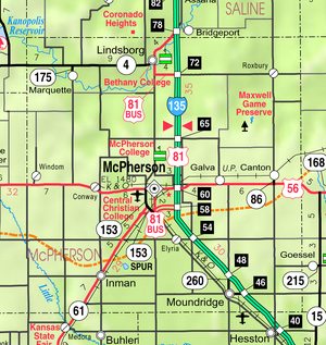 Map of McPherson Co, Ks, USA