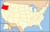 Map of the U.S. highlighting Oregon