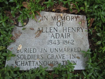 Cenotaph memorial located at Adair Family Cemetery (Jackson County).