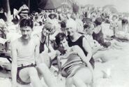 Katherine Carr (1865-1951) circa 1945 in bathing cap