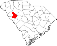 Map of South Carolina highlighting Greenwood County