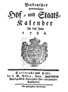 1786 Hof und Staatskalender title page