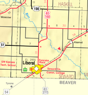 Map of Seward Co, Ks, USA